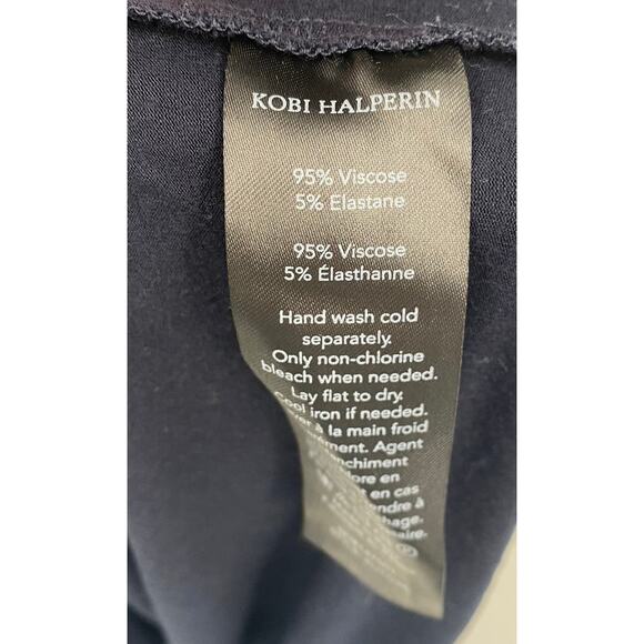 Kobi Halperin Shuli Mini Dress Short Sleeve Ruched Twist Front Navy Blue Large - Picture 7 of 7